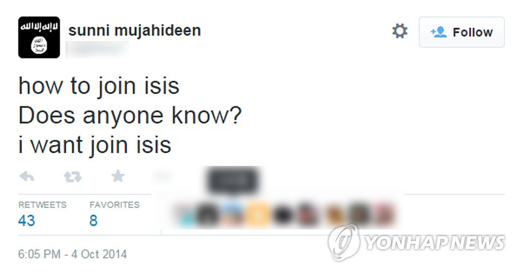 'IS' 합류 방법 묻는 터키 실종 김군의 트위터 맨션