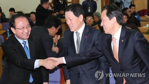 한자리에 모인 야3당 원내대표들