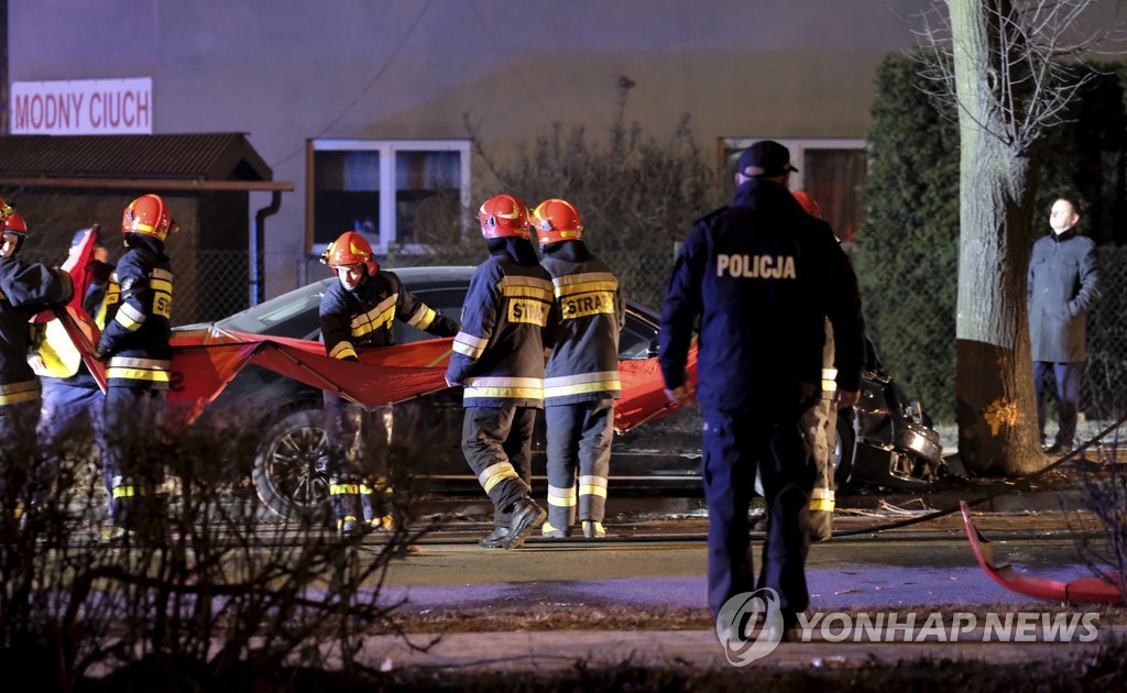 폴란드 총리 교통사고로 경상