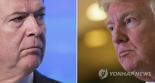 도널드 트럼프(오른쪽) 미국 대통령과 제임스 코미 전 FBI 국장