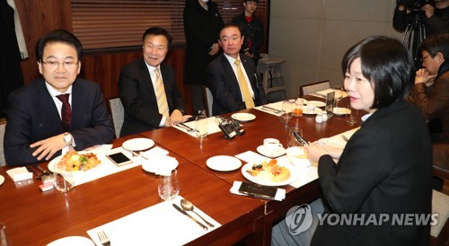 야3당 선거제 개혁 조찬회동 참석한 손학규-정동영-이정미