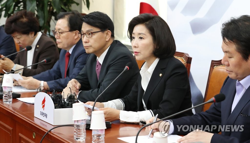 원내대책회의에서 발언하는 나경원