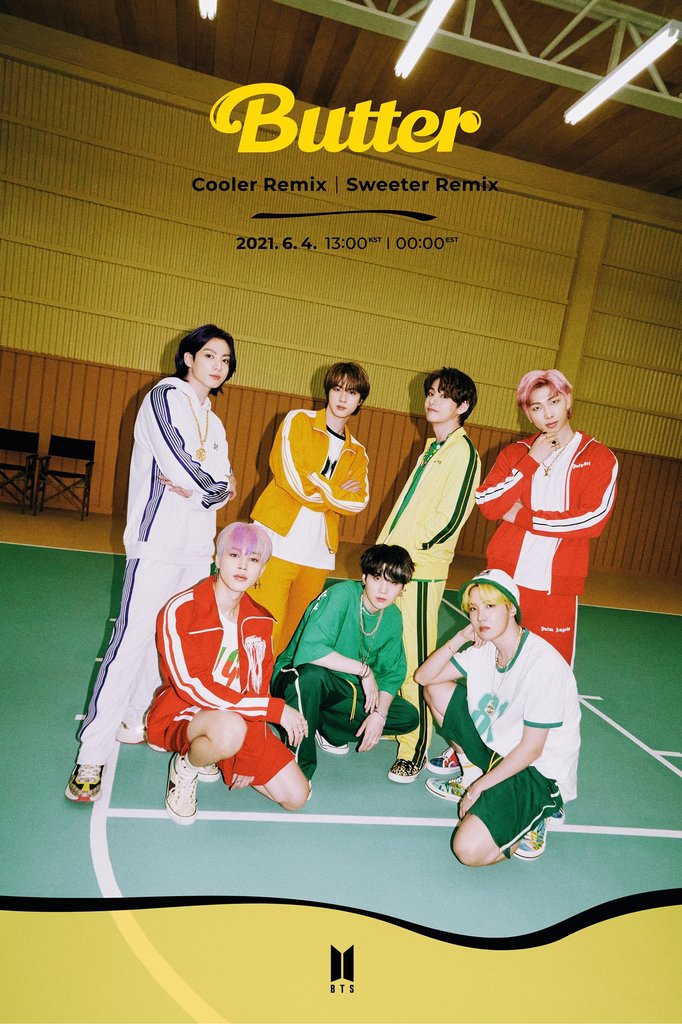 Ci-dessus, une image teaser des remixes de «Butter». Le groupe de K-pop Bangtan Boys (BTS) va dévoiler les versions «Sweeter» et «Coller» du dernier single «Butter» le vendredi 4 juin à 13h, a déclaré Big Hit Music. (Photo fournie par Big Hit Music. Revente et archivage interdits)