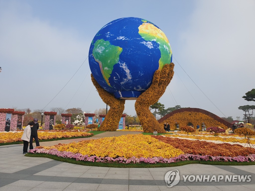 주말 맞아 함평 국향대전 즐기는 나들이객