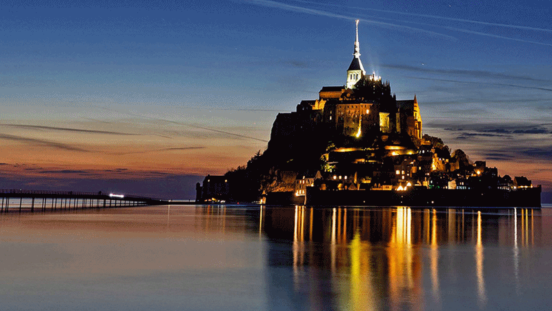 '신비의 수도원'…세계문화유산 파리 몽생미셸의 해질녘