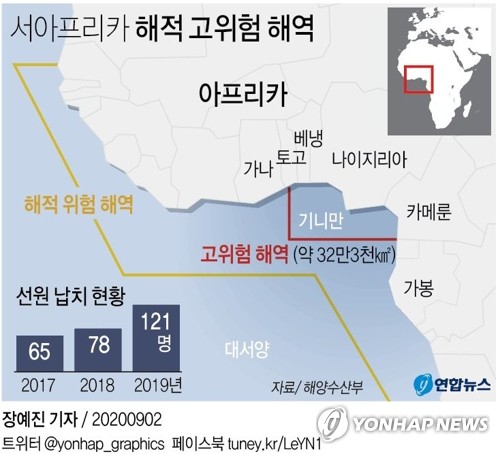 西アフリカ・ギニア湾での操業に罰金を検討　海賊対策＝韓国政府