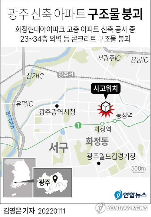[그래픽] 광주 신축 아파트 구조물 붕괴