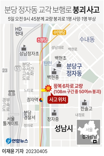 [그래픽] 분당 정자동 교각 보행로 붕괴 사고