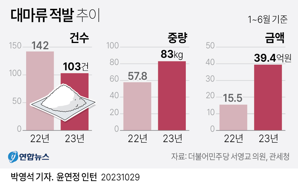 [그래픽] 대마류 적발 추이