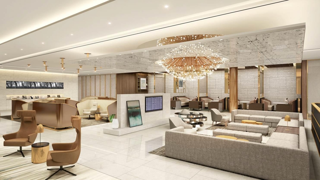 This image, provided by SK Networks Co., the operator of Walkerhill Hotel & Resort, shows the premium lounge it will run at the new passenger terminal of Incheon International Airport set to open Jan. 18, 2018. (Yonhap) 