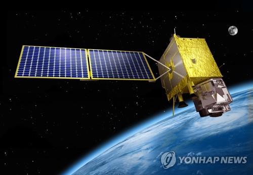 This photo provided by the Korea Aerospace Research Institute (KARI) shows a rendering of South Korea's indigenous geostationary weather satellite, the Chollian-2A, in the Earth's orbit. (Yonhap) 