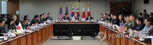 The eighth Defense Trilateral Talks (DTT), a regular deputy ministerial-level security meeting among South Korea, the United States and Japan, is held in Seoul on Dec. 16, 2016, in this photo provided by Seoul's defense ministry. (PHOTO NOT FOR SALE) (Yonhap) 