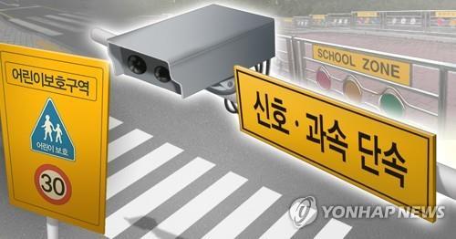 The illustration shows a road sign of a speed limit of 30km/h in school zones. (Yonhap)