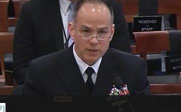 This file image shows Navy Vice Adm. Jon Hill, director of the U.S. Missile Defense Agency, speaking at a congressional hearing. (Yonhap)