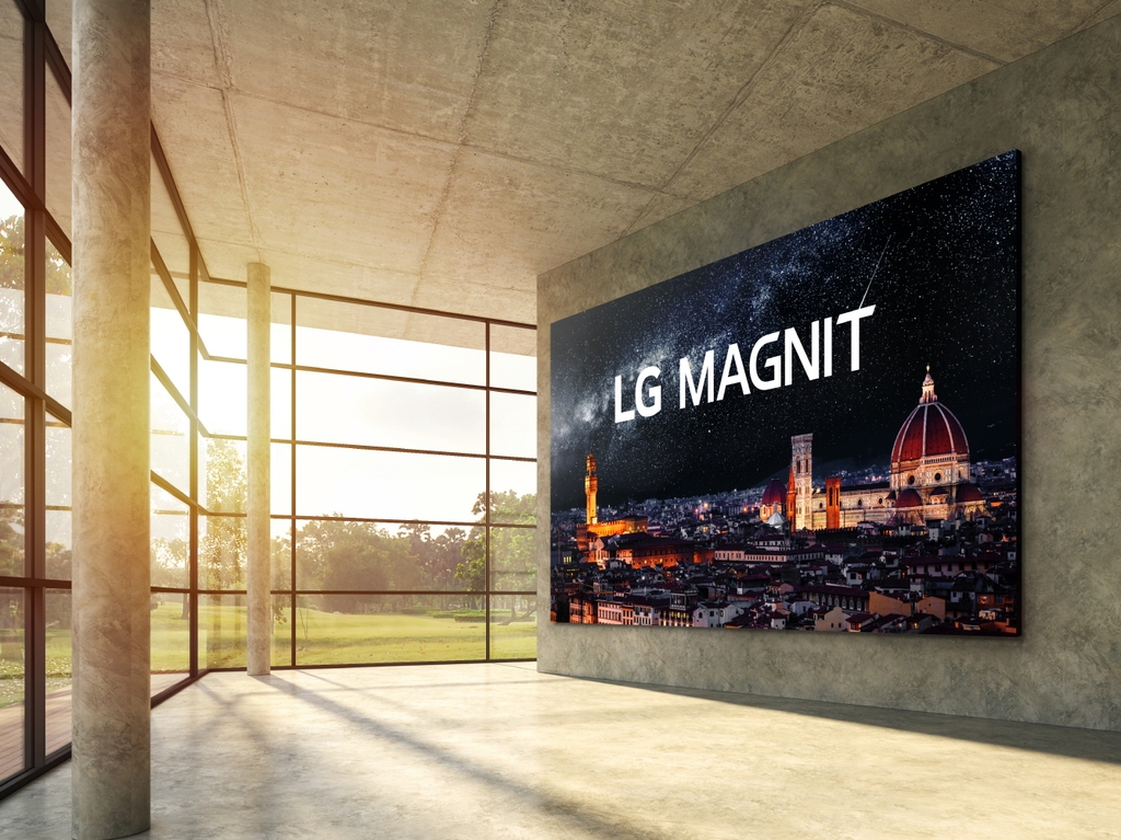 This photo provided by LG Electronics Inc. on Sept. 10, 2020, shows the company's new Micro LED digital signage product MAGNIT. (PHOTO NOT FOR SALE) (Yonhap)