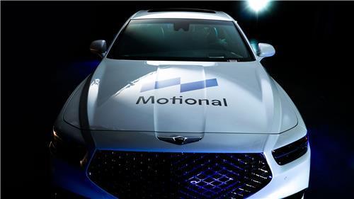 This file photo provided by Hyundai Motor shows a G90 flagship sedan with the logo of the Motional brand. (PHOTO NOT FOR SALE) (Yonhap)