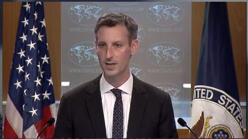 The captured image from the website of U.S. Department of State shows department spokesman Ned Price speaking in a press briefing at the department in Washington on March 11, 2021. (Yonhap)