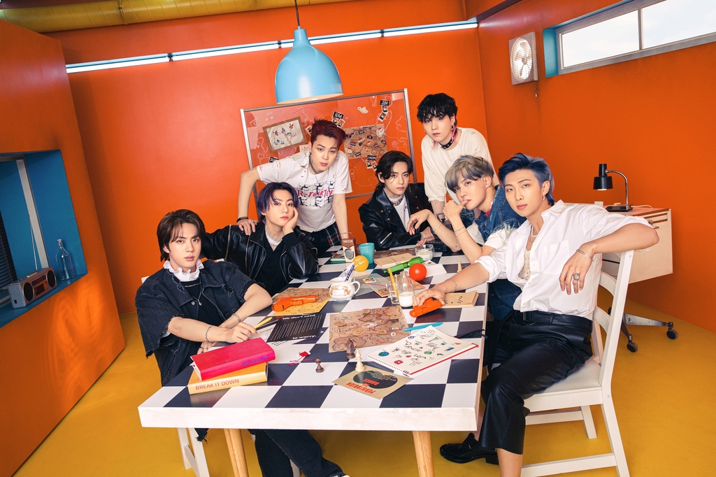 This photo, provided by Big Hit Music, shows BTS in a concept photo for the CD single "Butter." (PHOTO NOT FOR SALE) (Yonhap)