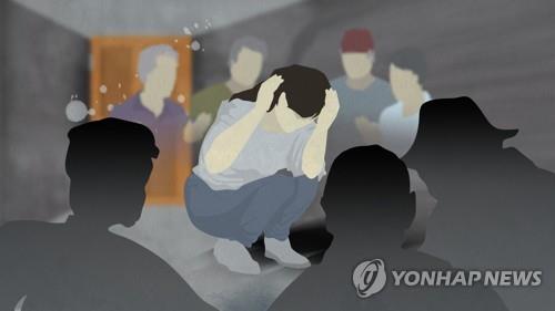 This illustrated image, provided by Yonhap News TV, depicts sexual violence against women. (PHOTO NOT FOR SALE) (Yonhap)