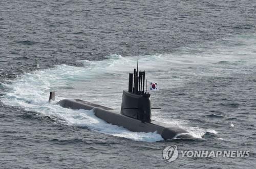 This file photo, provided by the Navy on Aug. 13, 2021, shows its first 3,000-ton class homegrown submarine capable of firing submarine-launched ballistic missiles, named Dosan Ahn Chang-ho. (PHOTO NOT FOR SALE) (Yonhap)