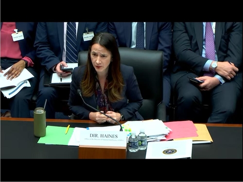 U.S. Director of National Intelligence Avril Haines is seen delivering testimony before the House Intelligence Committee in Washington on March 8, 2022 in this image captured from the committee website. (Yonhap)