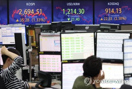 (LEAD) Seoul stocks rise more than 1 pct, Korean won surges on Fed's hike, eased Ukraine woes