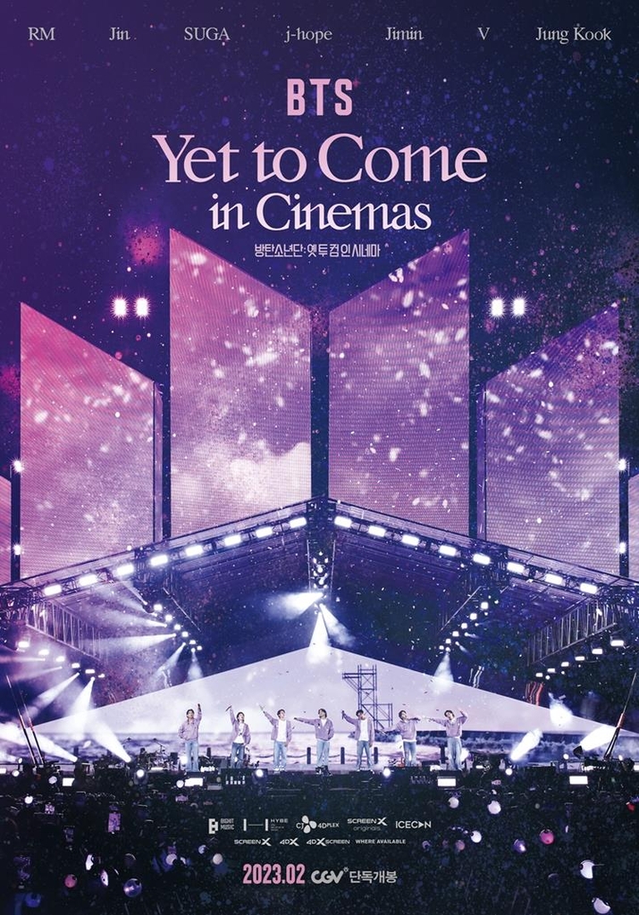 The poster of K-pop band BTS' live concert movie "BTS Yet to Come in Cinemas" is seen in this photo provided by the film distributor CJ CGV. (PHOTO NOT FOR SALE) (Yonhap)