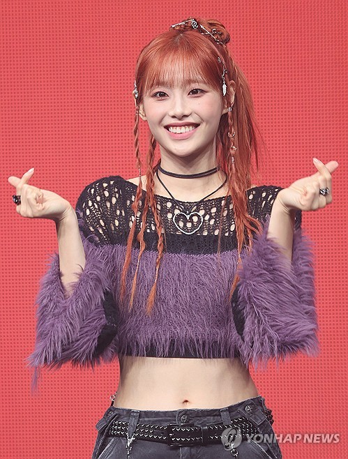 Chuu, a former member of K-pop girl group Loona, poses for photos during a media showcase for her debut solo album, "Howl," in Seoul on Oct. 18, 2023. (Yonhap)