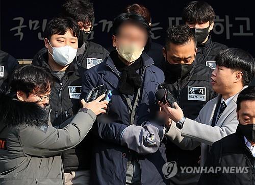 The assailant who attacked opposition leader Lee Jae-myung leaves a police station in Busan, southeastern South Korea, in this file photo taken Jan. 10, 2024. (Yonhap)
