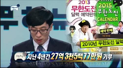 MBC '무한도전', 달력 판매 등으로 4년간 27억 기부 - 2