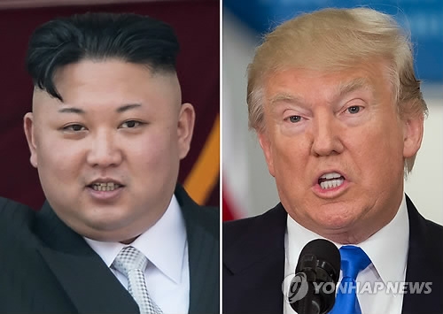 북한 김정은(좌)과 트럼프 대통령(우)