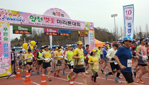 "즐겁게 벚꽃길 누볐다"…합천 마라톤대회 개회