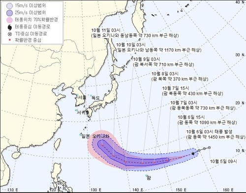 제19호 태풍 하기비스 이동 경로