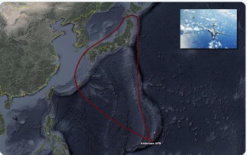 B-1B, 일본 근해와 대한해협을 거쳐 동중국해 비행