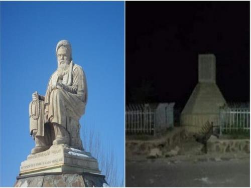 탈레반이 파괴한 하자라족 지도자 석상 전후 모습