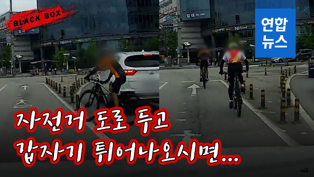 [블랙박스] 빨간불 무시하고 차들 사이 '불쑥'…도로 위 민폐 자전거족 - 2
