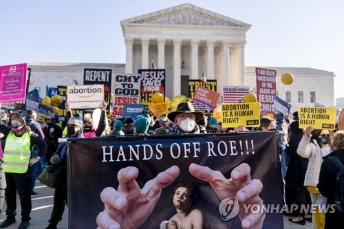 낙태 지지자의 외침…"'로'에게서 손을 떼라!"
