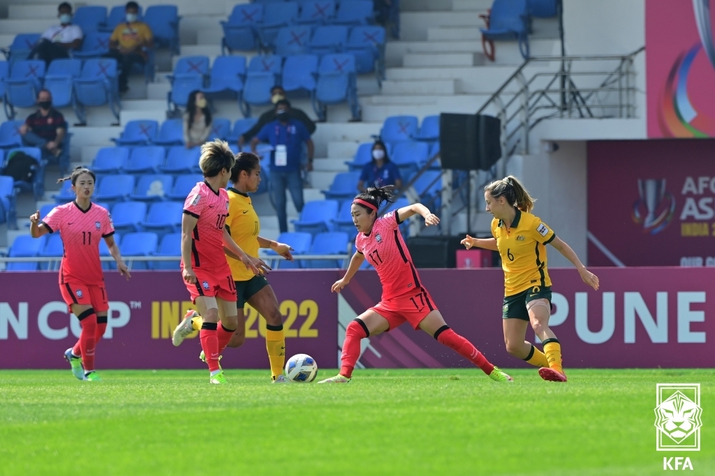 한국-호주 아시안컵 경기 모습