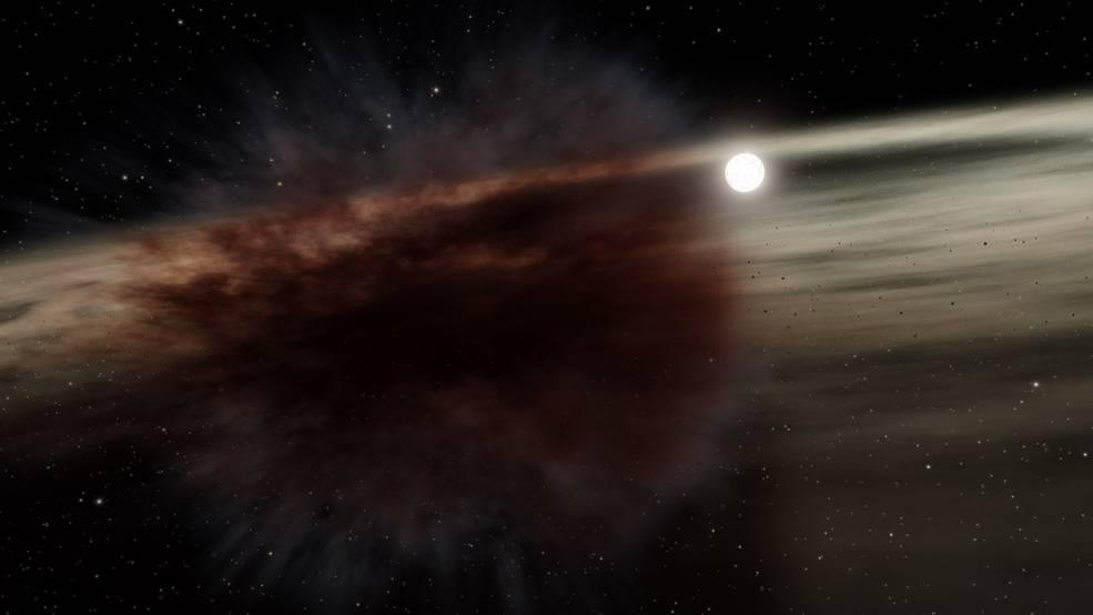 HD 166191 행성계 형성 초기 행성간 충돌로 만들어진 잔해먼지 구름 상상도 
