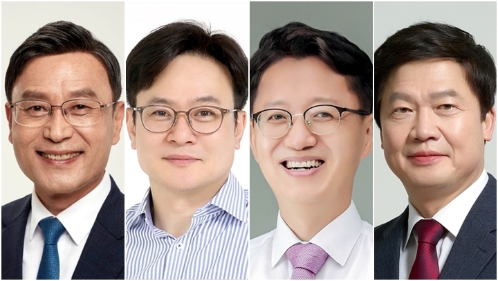 (왼쪽부터) 더불어민주당 정하영, 국민의힘 김병수, 무소속 박우식·이주성 후보