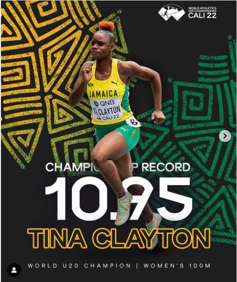 티나 클레이턴, 세계주니어선수권 여자 100ｍ 대회新
