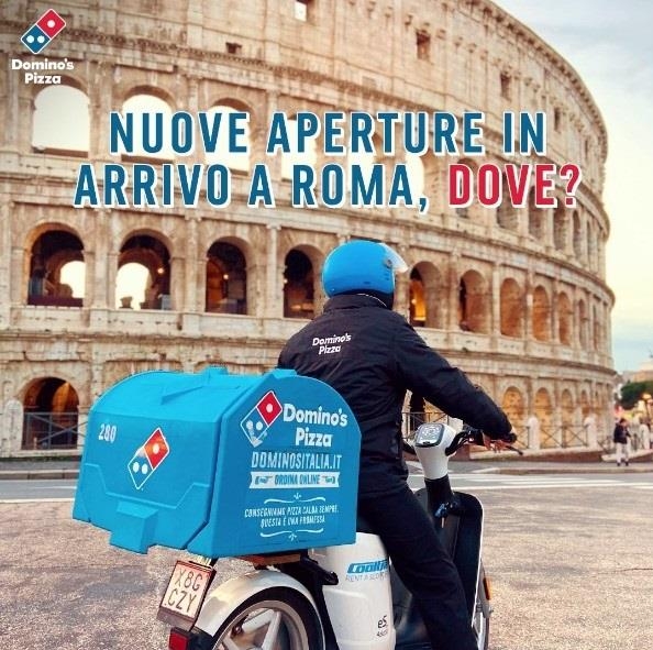 로마 배달 서비스를 알리는 도미노 피자 광고