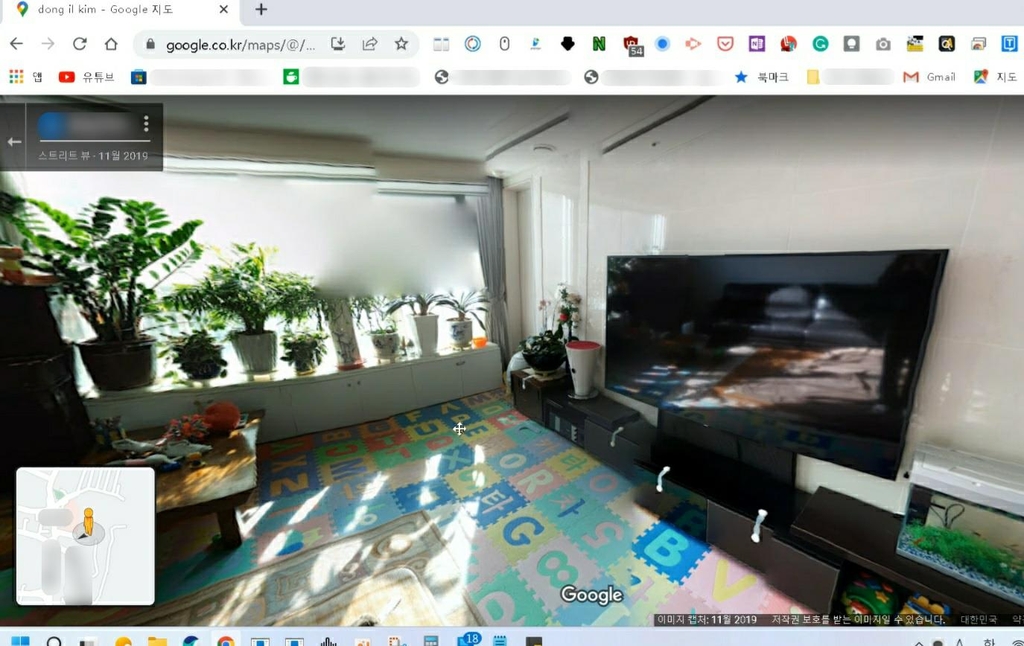 구글 지도에 올라온 가정집 거실 360도 사진
