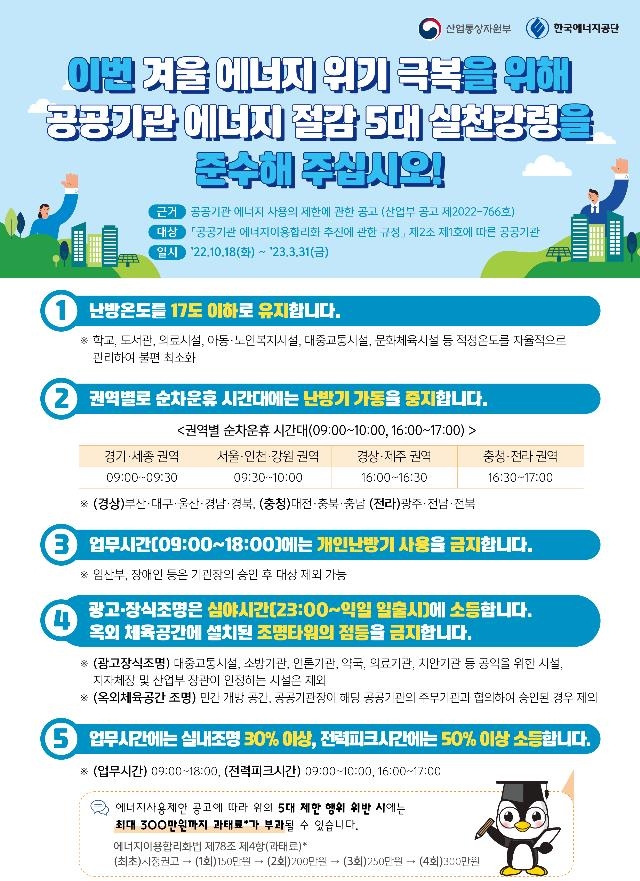 공공기관 에너지 절감 5대 실천강령