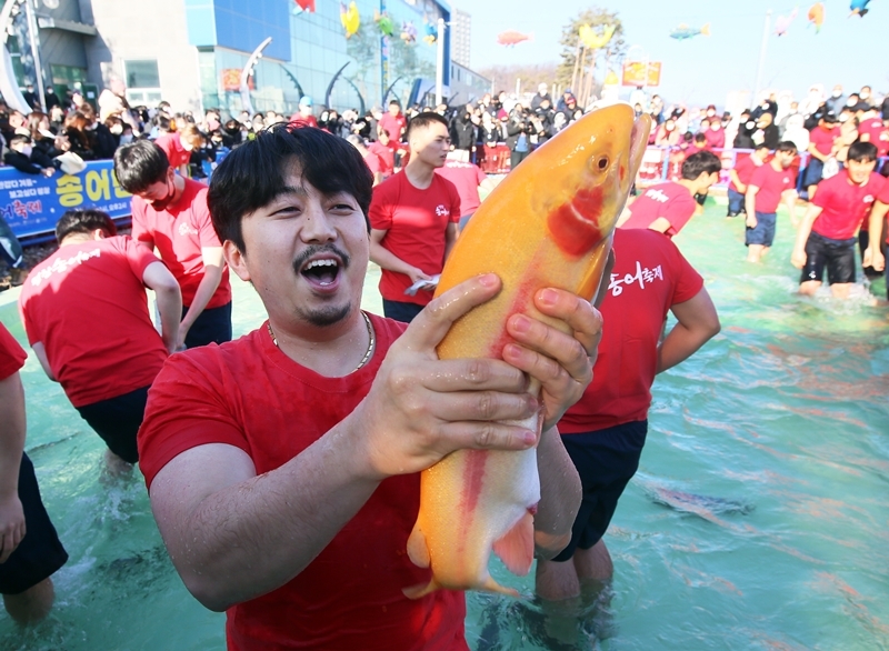 '황금 송어 잡았다' / 평창송어축제위원회 제공