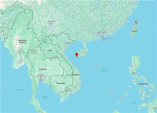 3일 컨테이너선과 중국 어선 충돌이 발생한 중국 하이난성 인근 해역 / 베이징=연합뉴스. 구