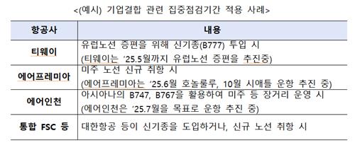 항공사 집중점검기간 적용 검토 사례