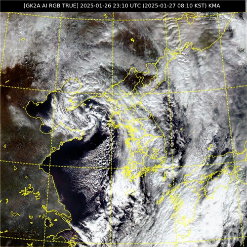27일 오전 8시 10분 한반도 주변 위성사진. [국가기상위성센터 제공. 재판매 및 DB 금지]