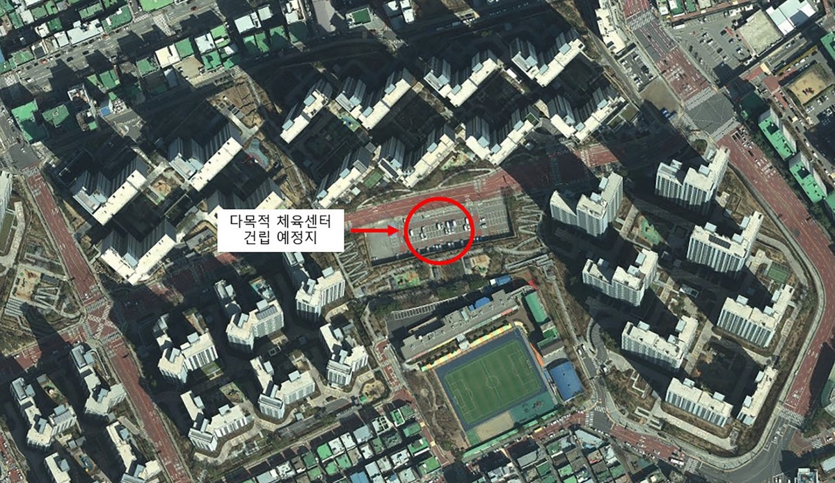 금광동 다목적 체육센터 건립 위치도