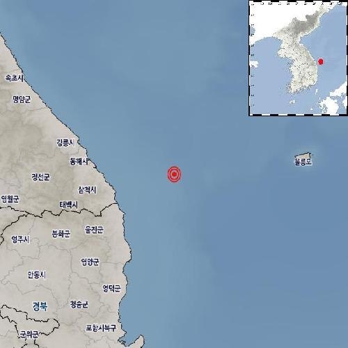 기상청 "경북 울진 북동쪽 바다서 규모 2.2 지진…피해 없을 듯"